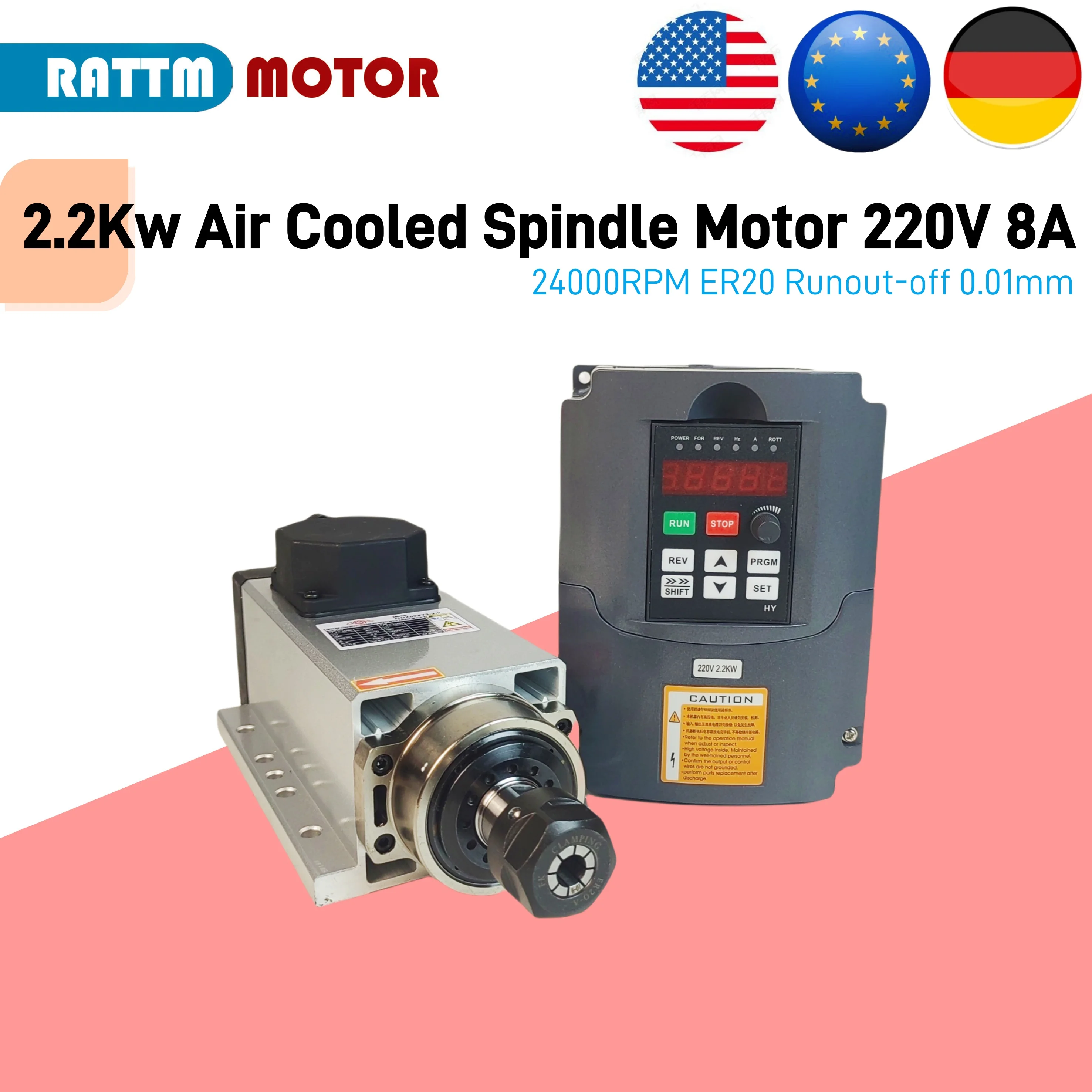 vinsEU Stock NeemCNC Square c 24000RPM ER20 Runout-off 0,01 мм 4 подшипника и 2,2 кВт HY VFD инвертор
vinsEU Stock NeemCNC Square c 24000RPM ER20 Runout-off 0,01 мм 4 подшипника и 2,2 кВт HY VFD инвертор