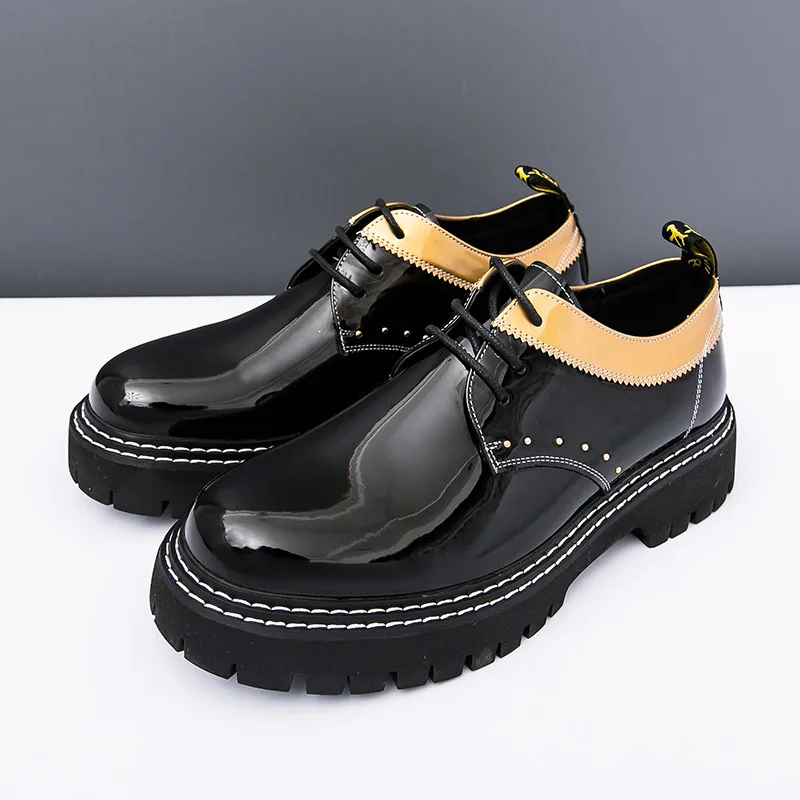 Men's big-headed leather shoes, British thick-soled height-increasing color-blocking loafers, casual dress shoes
Men's big-headed leather shoes, British thick-soled height-increasing color-blocking loafers, casual dress shoes