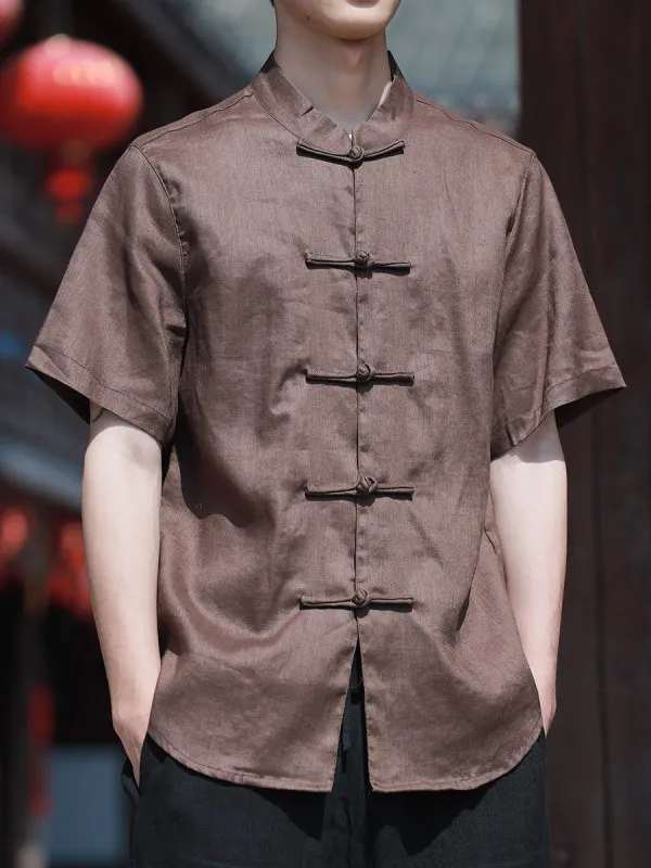 Pure Flax Men's Shirt Short Sleeve Thin Summer Breathable Stand Collar Button up Chinese Style Loose Fit Daily Wear
Pure Flax Men's Shirt Short Sleeve Thin Summer Breathable Stand Collar Button up Chinese Style Loose Fit Daily Wear