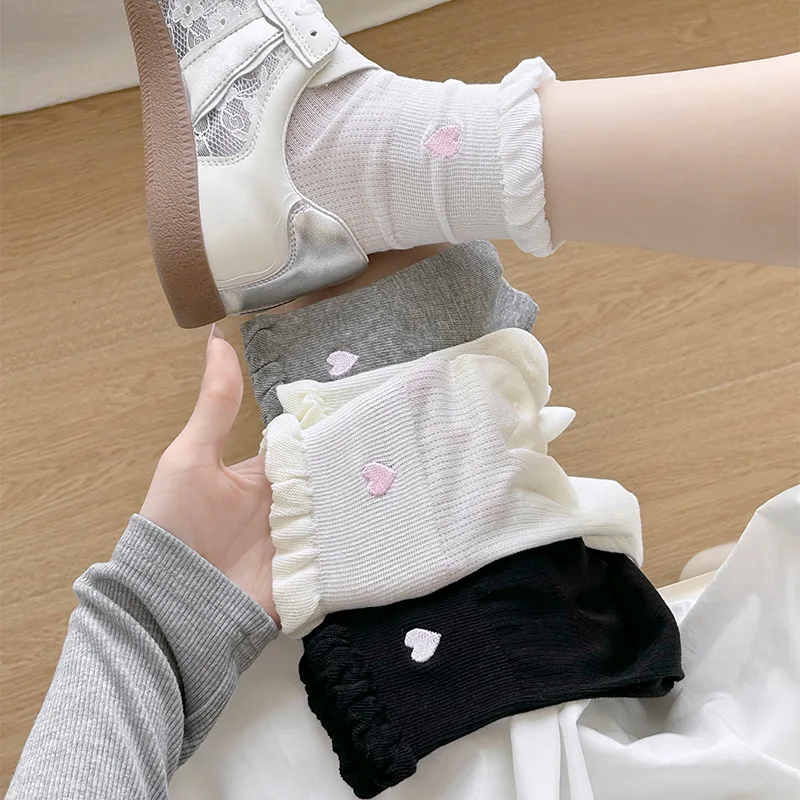 Heart Embroidery Kawaii Socks Women Summer Hollow Out Thin Breathable Elastic Long Socks JK Sweet Girls Lolita Cute Ruffle Socks
Heart Embroidery Kawaii Socks Women Summer Hollow Out Thin Breathable Elastic Long Socks JK Sweet Girls Lolita Cute Ruffle Socks