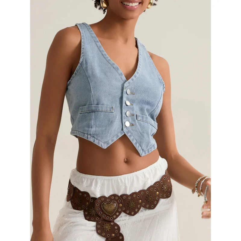 Women Y2K Vests Casual Summer Button Front Sleeveless Tops Streetwear S//L
Women Y2K Vests Casual Summer Button Front Sleeveless Tops Streetwear S//L