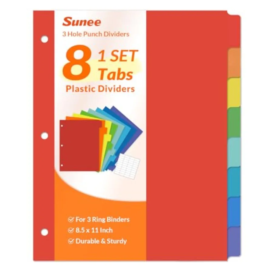 8 Tab Binder Dividers, Plastic Dividers for 3 Ring Binder, 3 Ring Binder Dividers with Tabs for School Office Home Supplies, Br
8 Tab Binder Dividers, Plastic Dividers for 3 Ring Binder, 3 Ring Binder Dividers with Tabs for School Office Home Supplies, Br