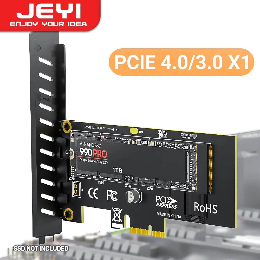 JEYI M.2 NVME SSD to PCIe 4.0 x1 Adapter Card, 2280 SSD PCIE X1 Expansion Card for Desktop PC, PCI-E GEN4 16Gbps Full Speed SK1
JEYI M.2 NVME SSD to PCIe 4.0 x1 Adapter Card, 2280 SSD PCIE X1 Expansion Card for Desktop PC, PCI-E GEN4 16Gbps Full Speed SK1