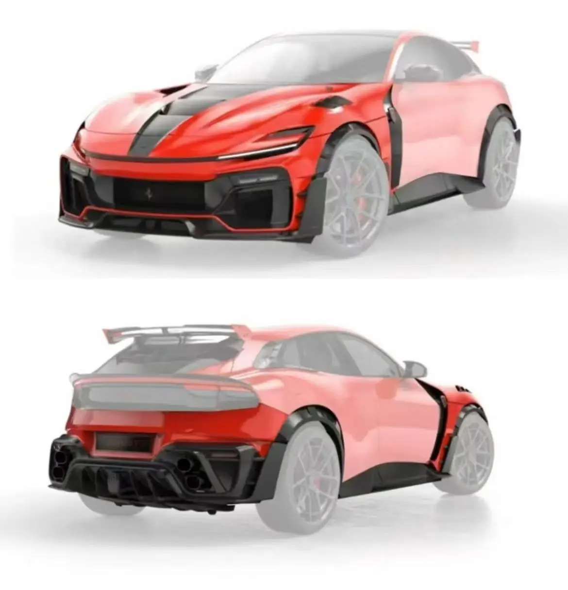 The factory produces dry carbon MSR kits for Fer rari Purosangue, front and rear side skirt body kits
The factory produces dry carbon MSR kits for Fer rari Purosangue, front and rear side skirt body kits