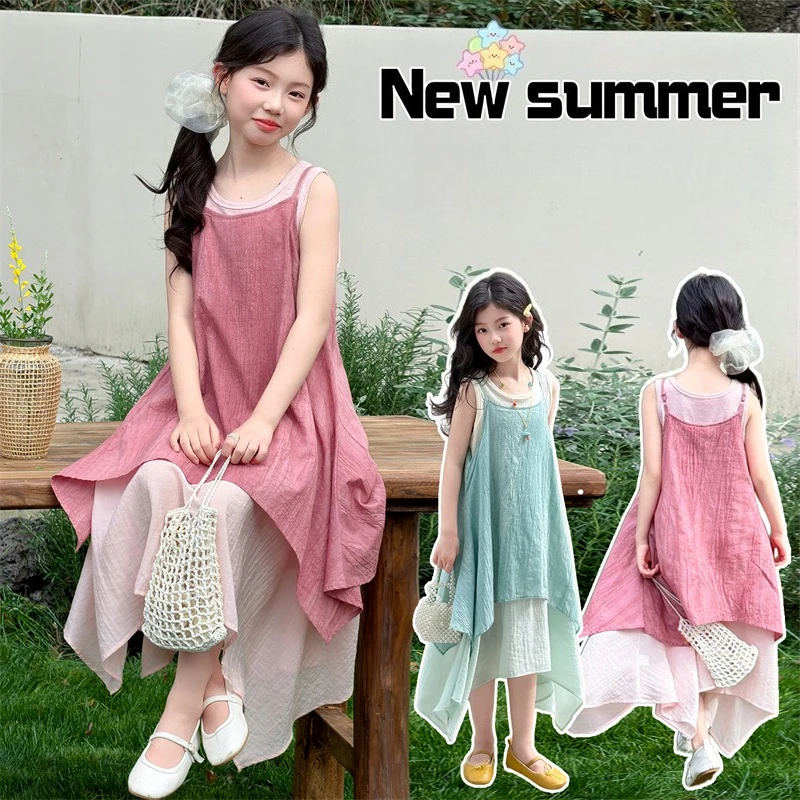 Children Clothes Girls Summer 2026 Sleeveless Top and Irregular Spaghetti Strap Dress 110-170cm 15-50kg 5-15 Years Old
Children Clothes Girls Summer 2026 Sleeveless Top and Irregular Spaghetti Strap Dress 110-170cm 15-50kg 5-15 Years Old