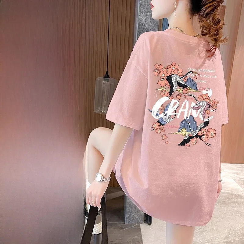 plus Size Women's Pink Pure Cotton Short Sleeve T-Shirt Korean Style Commute Print Half Sleeve Top Summer Loose Fit
plus Size Women's Pink Pure Cotton Short Sleeve T-Shirt Korean Style Commute Print Half Sleeve Top Summer Loose Fit