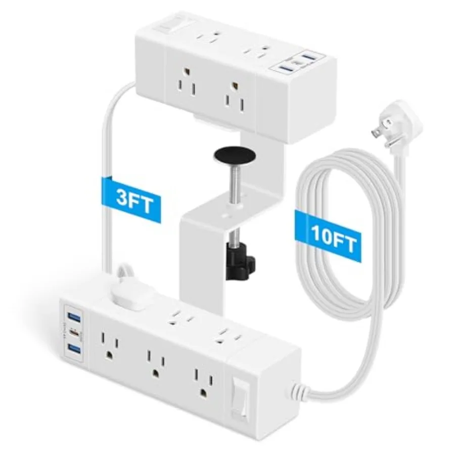 Power Strip Desk Clamp Outlet Plug Station - 15 AC Outlet + 6 USB Ports - Dual Layer Clamp On/Under Desk/Mount Table Power Stri
Power Strip Desk Clamp Outlet Plug Station - 15 AC Outlet + 6 USB Ports - Dual Layer Clamp On/Under Desk/Mount Table Power Stri