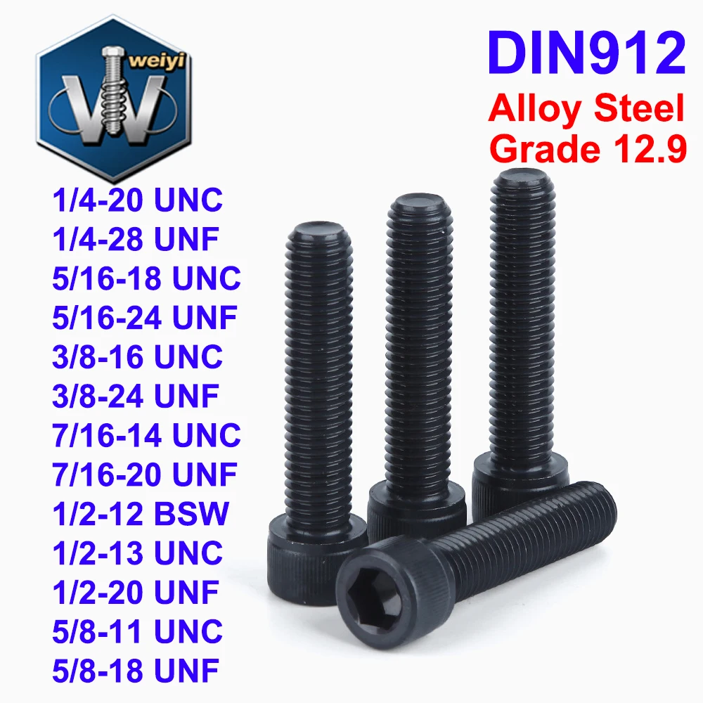 Weiyi DIN912 1/4'' to 5/8'' UNC UNF Thread Grade 12.9 Alloy Steel Black Hex Socket Knurled Cap Head Bolts Allen Key Screws
Weiyi DIN912 1/4'' to 5/8'' UNC UNF Thread Grade 12.9 Alloy Steel Black Hex Socket Knurled Cap Head Bolts Allen Key Screws
