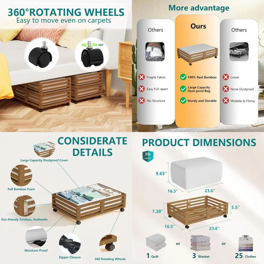 2 упаковки больших ящиков для хранения под кроватью на колесиках — органайзеры для обуви из орехового дерева
2 упаковки больших ящиков для хранения под кроватью на колесиках — органайзеры для обуви из орехового дерева