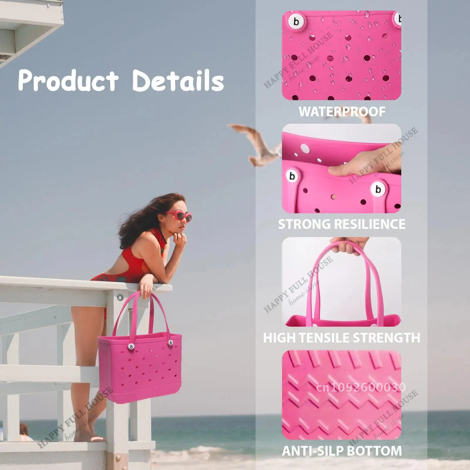 Rubber Large Beach Bag Waterproof Washable Durable Open Travel Tip Proof Tote Bag
Rubber Large Beach Bag Waterproof Washable Durable Open Travel Tip Proof Tote Bag
