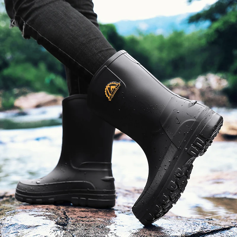 Men Mid Calf PVC Rain Boots Durable Anti-Slip PVC Outsole Work Wellies Slip on Outdoor Fishing Gardening Car Wash Water Shoes
Men Mid Calf PVC Rain Boots Durable Anti-Slip PVC Outsole Work Wellies Slip on Outdoor Fishing Gardening Car Wash Water Shoes