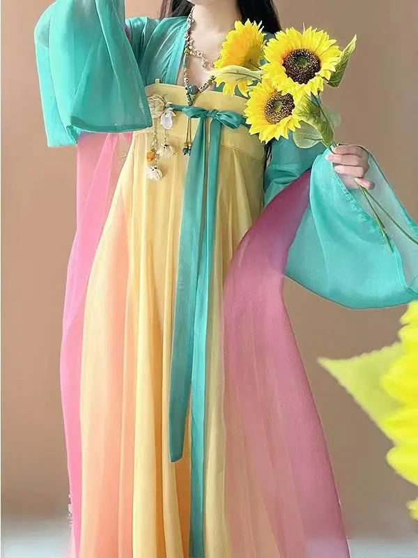 Silk Hanfu Dress Tang System Chest Level Knitted One-Piece Over-Dress with Sleeves Daily Cosplay Costume Broken Skirt for Women
Silk Hanfu Dress Tang System Chest Level Knitted One-Piece Over-Dress with Sleeves Daily Cosplay Costume Broken Skirt for Women