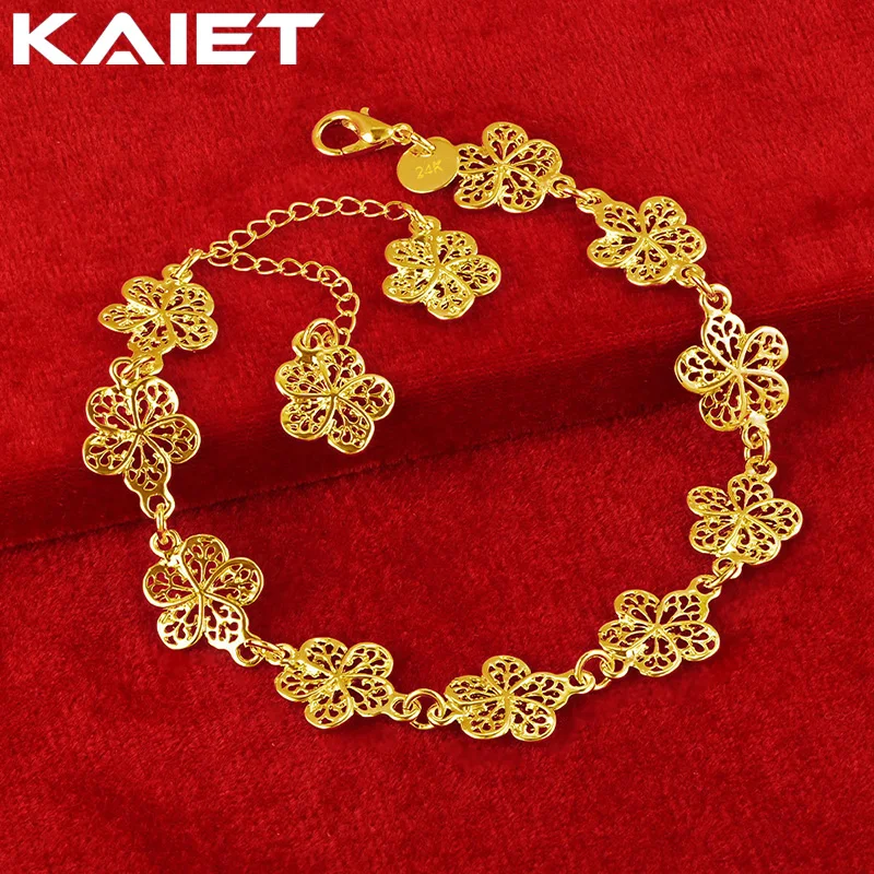 KAIET 24K Gold Color Flower Chain Charm Bracelet Jewelry Wedding Party Fashion Accessories 20CM 8inches
KAIET 24K Gold Color Flower Chain Charm Bracelet Jewelry Wedding Party Fashion Accessories 20CM 8inches