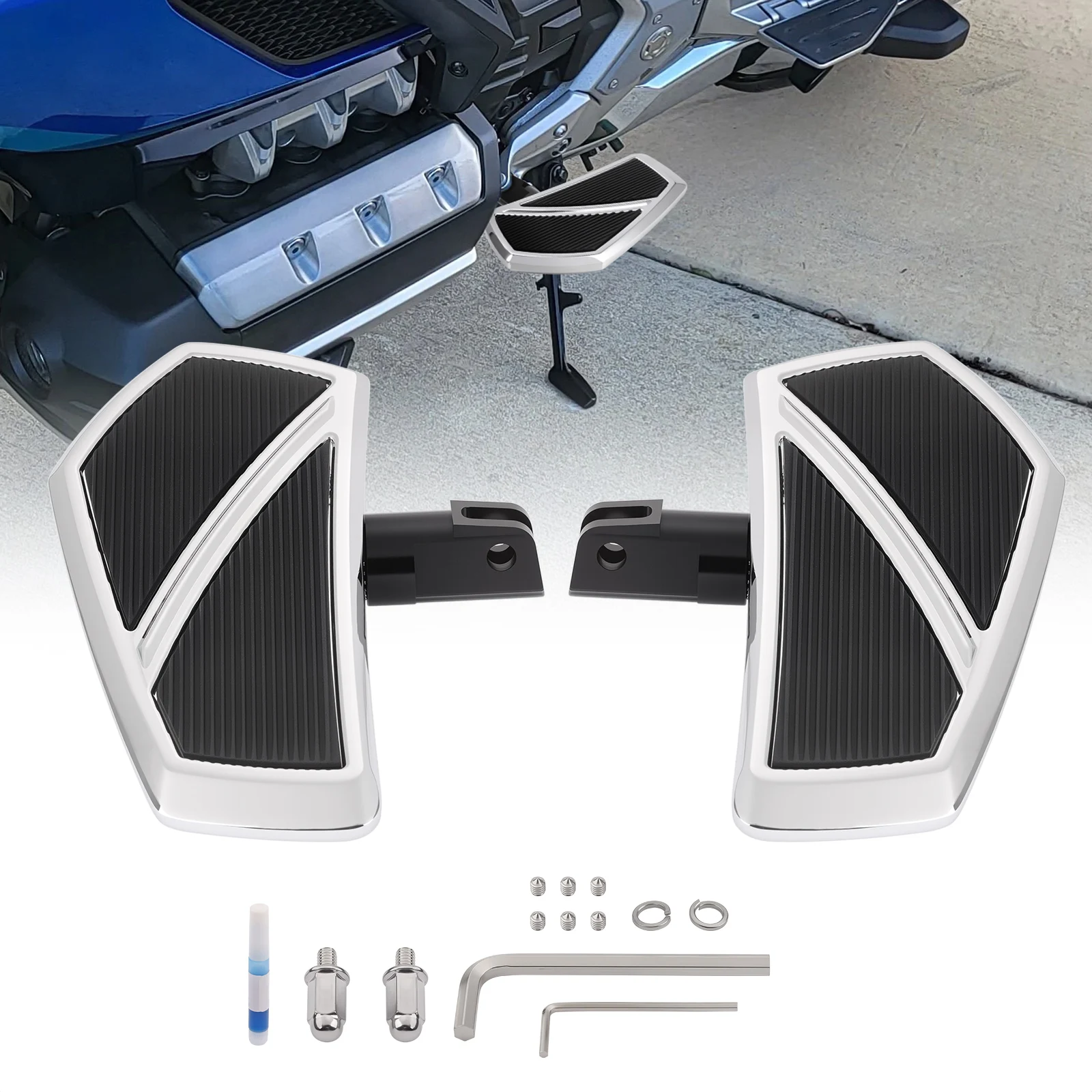 Motorcycle Chrome Anti-Slip Front Floorboards Footpegs 360 Degrees for Honda Gold Wing GL1800 Goldwing GL 1800 F6B 2001-2024
Motorcycle Chrome Anti-Slip Front Floorboards Footpegs 360 Degrees for Honda Gold Wing GL1800 Goldwing GL 1800 F6B 2001-2024