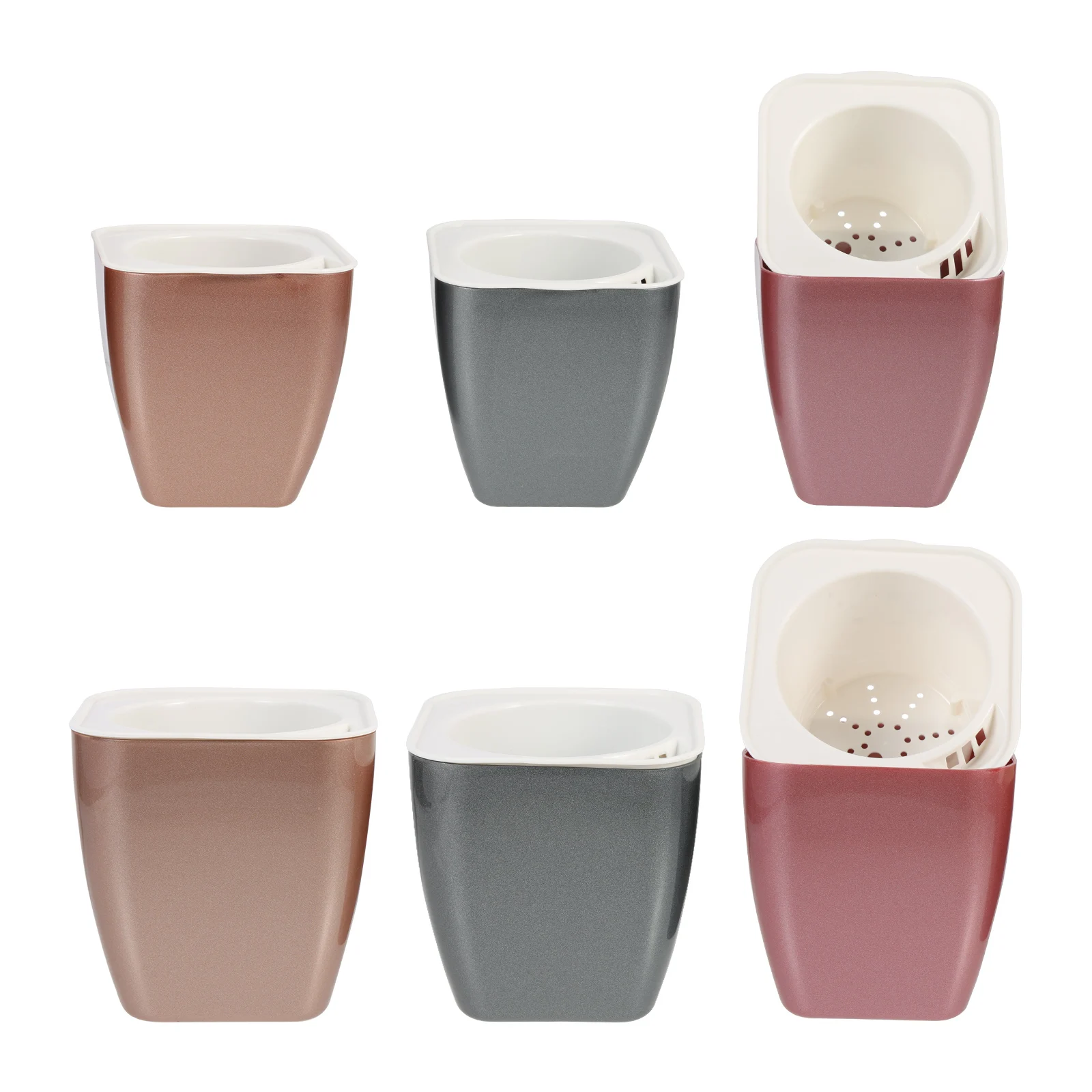 6 Pcs Automatic Watering Flower Pot Small Indoor Square Plastic Planter Self Watering Plant Container for Decorative
6 Pcs Automatic Watering Flower Pot Small Indoor Square Plastic Planter Self Watering Plant Container for Decorative