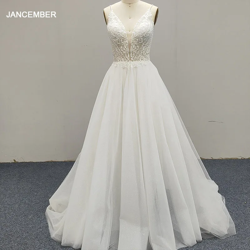 Classic Wedding Dresses For Women Sexy V-Neck Backless Bridal Gowns Lace Appliques Spaghetti Straps Vestidos De Novia Customized
Classic Wedding Dresses For Women Sexy V-Neck Backless Bridal Gowns Lace Appliques Spaghetti Straps Vestidos De Novia Customized