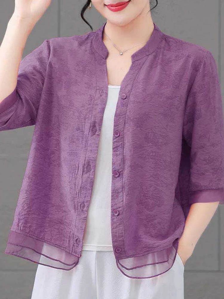 Summer Faion Silk Cotton f Sve irt Women Loose Casual Small irt Anti-Aging Sli Commute Sle Thin Model
Summer Faion Silk Cotton f Sve irt Women Loose Casual Small irt Anti-Aging Sli Commute Sle Thin Model