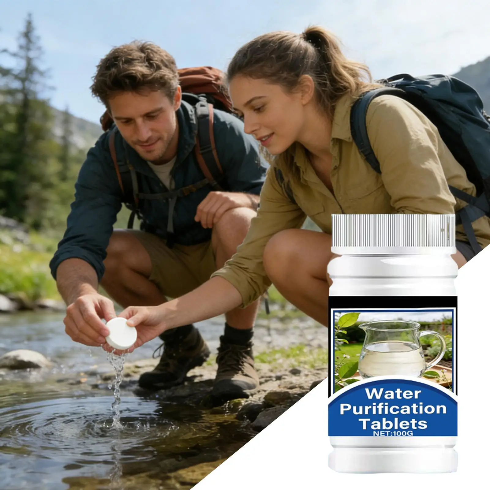 Water Purification Tablets 100g Household Outdoor Drinking Purifier Tablets for Camping Hiking Backpacking Survival Home Trip
Water Purification Tablets 100g Household Outdoor Drinking Purifier Tablets for Camping Hiking Backpacking Survival Home Trip