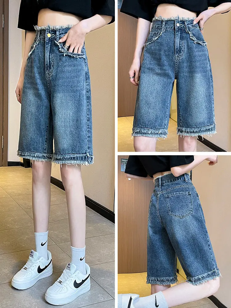 Denim shorts women's five cropped pants summer new loose edges straight leg slim fit high waist versatile wide leg pants
Denim shorts women's five cropped pants summer new loose edges straight leg slim fit high waist versatile wide leg pants