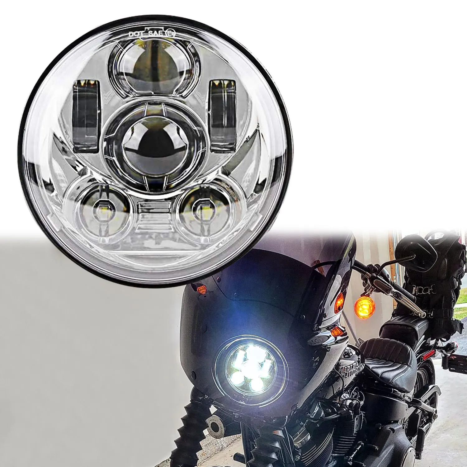 5.75" Motorcycle LED Headlight High Low Beam Assemblies Lamp Projector DOT Approved For Harley Dyna Street Bob Sportster Round
5.75" Motorcycle LED Headlight High Low Beam Assemblies Lamp Projector DOT Approved For Harley Dyna Street Bob Sportster Round