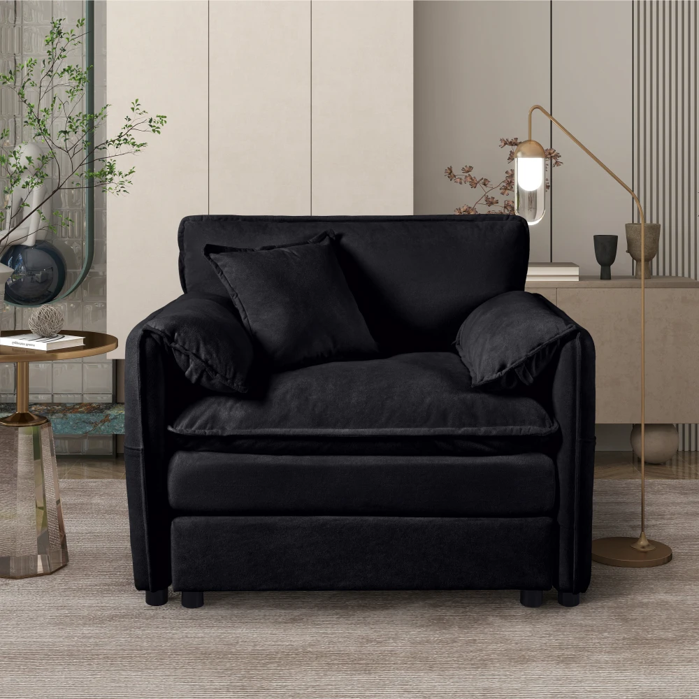 Oversized 41.73" Chenille Armchair with Pillow, Reading Chair Living/Bedroom, Sofa, Black
Oversized 41.73" Chenille Armchair with Pillow, Reading Chair Living/Bedroom, Sofa, Black
