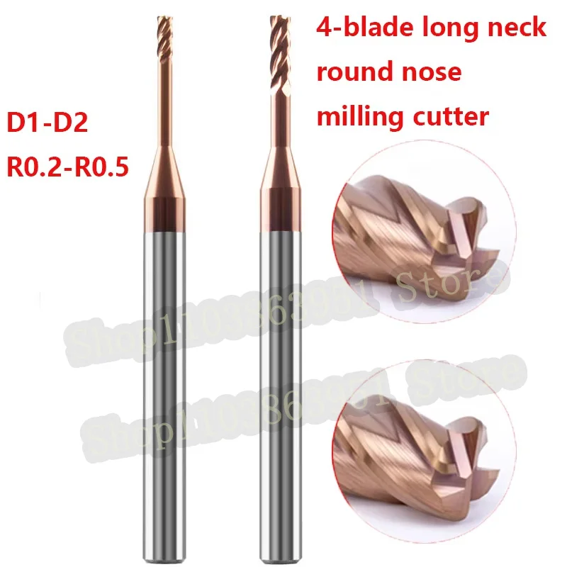 HRC60 4Flute Solid Carbide Long Neck Bull Nose Milling Cutter Deep Groove Round Endmill R-Angle Small Diameter Min R0.1 R0.2
HRC60 4Flute Solid Carbide Long Neck Bull Nose Milling Cutter Deep Groove Round Endmill R-Angle Small Diameter Min R0.1 R0.2