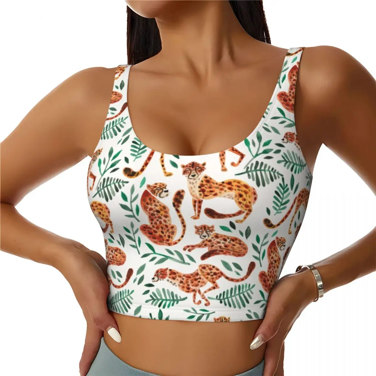 Custom Tropical Jungle Animal Cheetah Workout Crop Tank Tops Women Leopard Print Running Sports Bras
Custom Tropical Jungle Animal Cheetah Workout Crop Tank Tops Women Leopard Print Running Sports Bras