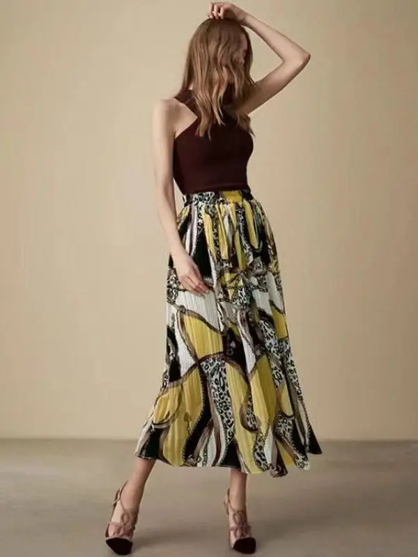 Floral Print A-Line Midi Skirt High Waist Polyester Fabric Wrinkle Free Processing Large Size Women's Fashion Design Sensation
Floral Print A-Line Midi Skirt High Waist Polyester Fabric Wrinkle Free Processing Large Size Women's Fashion Design Sensation