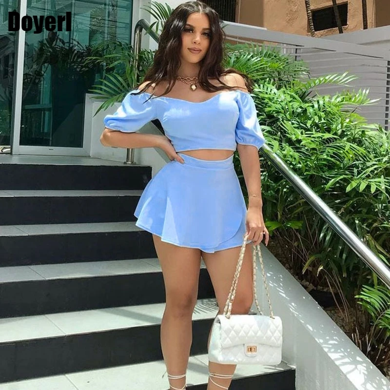 Off Shoulder Sexy Two Piece Dress Sets Womens Outfits Korean Style Summer Dress 2 Piece Shorts Skirt Set for Women Crop Tops
Off Shoulder Sexy Two Piece Dress Sets Womens Outfits Korean Style Summer Dress 2 Piece Shorts Skirt Set for Women Crop Tops