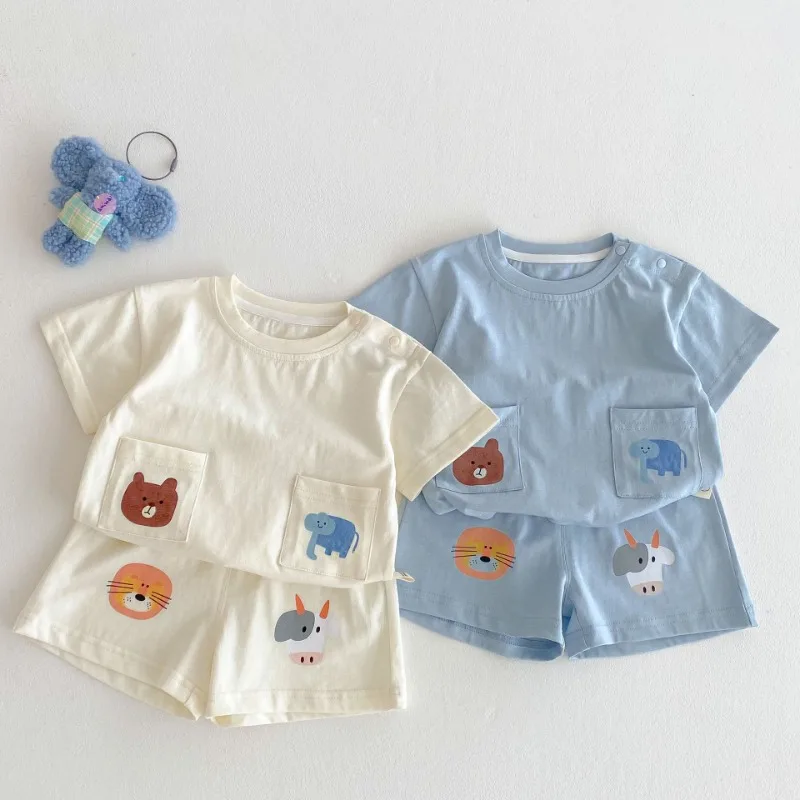 Kid's Summer 2Pcs Children's Clothes Set Cartoon Animals Printed Boys Short Sleeve T-shirt and Shorts Suit Girls Cotton Outfit
Kid's Summer 2Pcs Children's Clothes Set Cartoon Animals Printed Boys Short Sleeve T-shirt and Shorts Suit Girls Cotton Outfit
