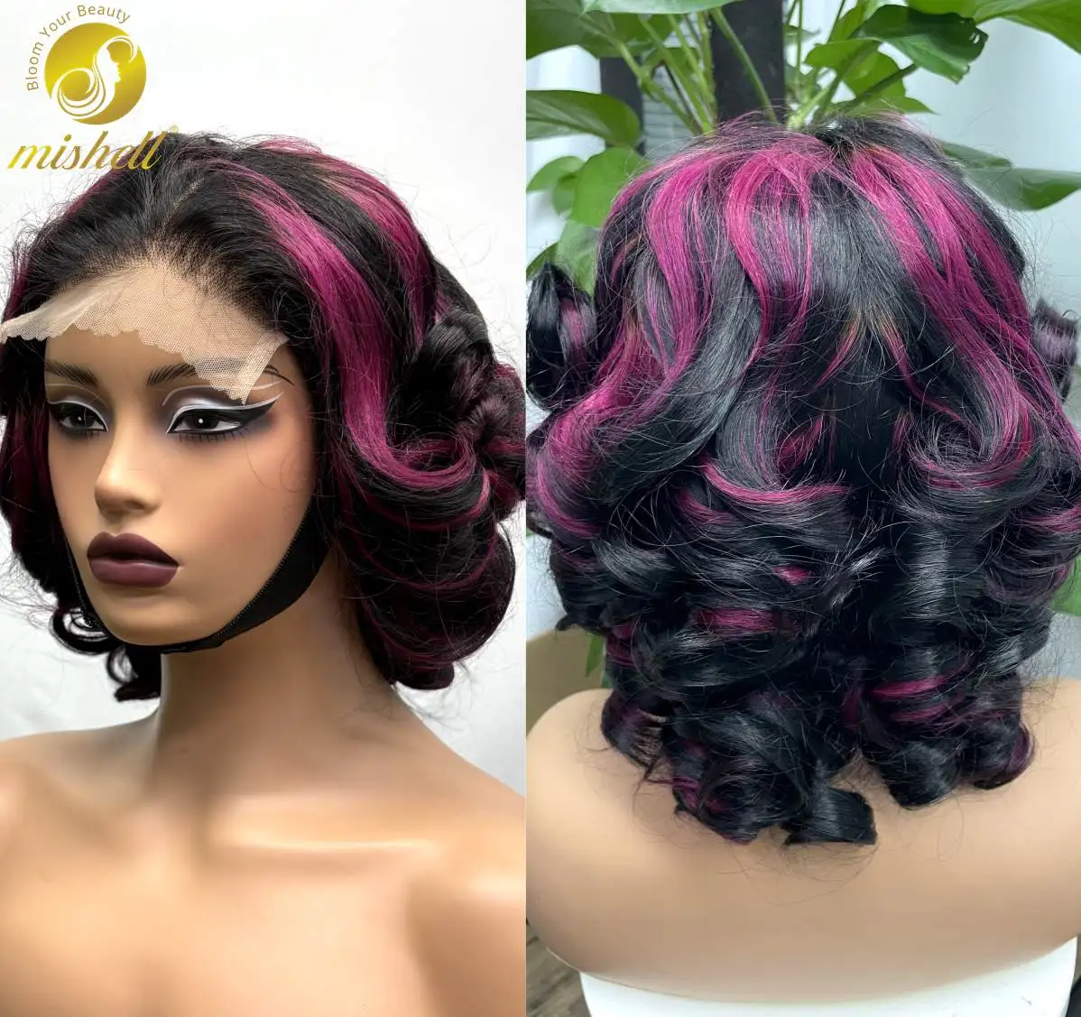 5x5 Lace Closure T1B/Purple Loose Fumi Human Hair Wigs 300% Density Short Bouncy Curly Burmese Remy Hair Wigs for Women
5x5 Lace Closure T1B/Purple Loose Fumi Human Hair Wigs 300% Density Short Bouncy Curly Burmese Remy Hair Wigs for Women