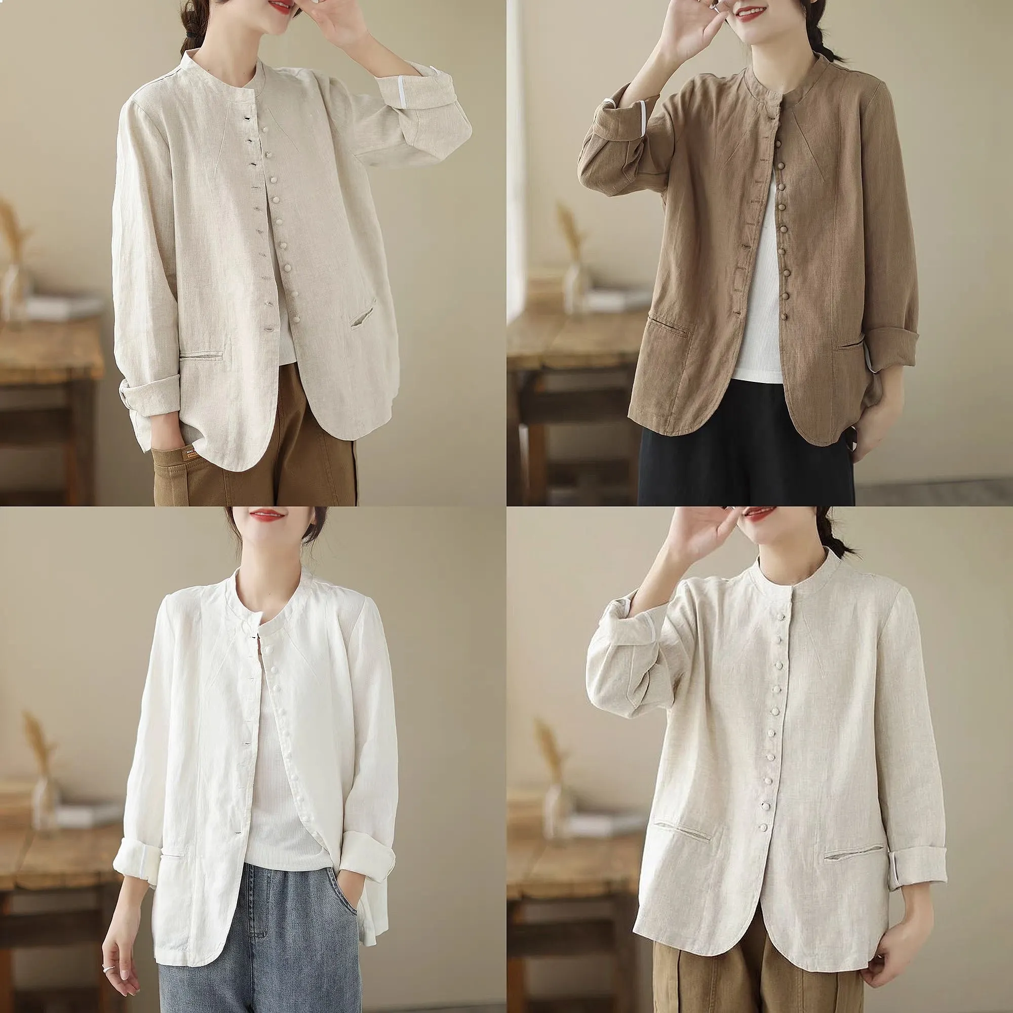 Women's Cotton And Linen Suit Long Sleeved Thin Jacket Spring And Autumn New Style Loose Single Breasted Long Sleeved Top
Women's Cotton And Linen Suit Long Sleeved Thin Jacket Spring And Autumn New Style Loose Single Breasted Long Sleeved Top