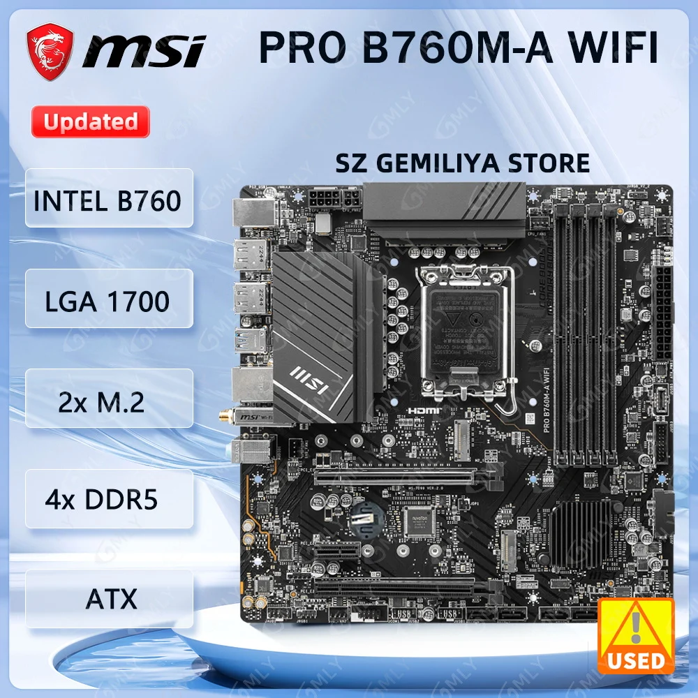 MSI PRO B760M-A WIFI Motherboard INTEL B760 Socket AM5 DDR5 256GB 2xM.2 mATX support i9-14900 i9-13900 i5-13600 i5-12500 cpu
MSI PRO B760M-A WIFI Motherboard INTEL B760 Socket AM5 DDR5 256GB 2xM.2 mATX support i9-14900 i9-13900 i5-13600 i5-12500 cpu