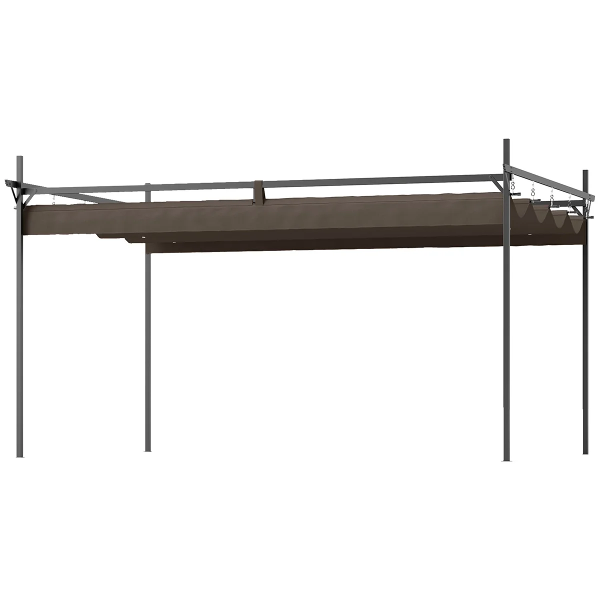 157.1" L X 116.5" W X 90.6" H Retractable Pergola Canopy Brown
157.1" L X 116.5" W X 90.6" H Retractable Pergola Canopy Brown