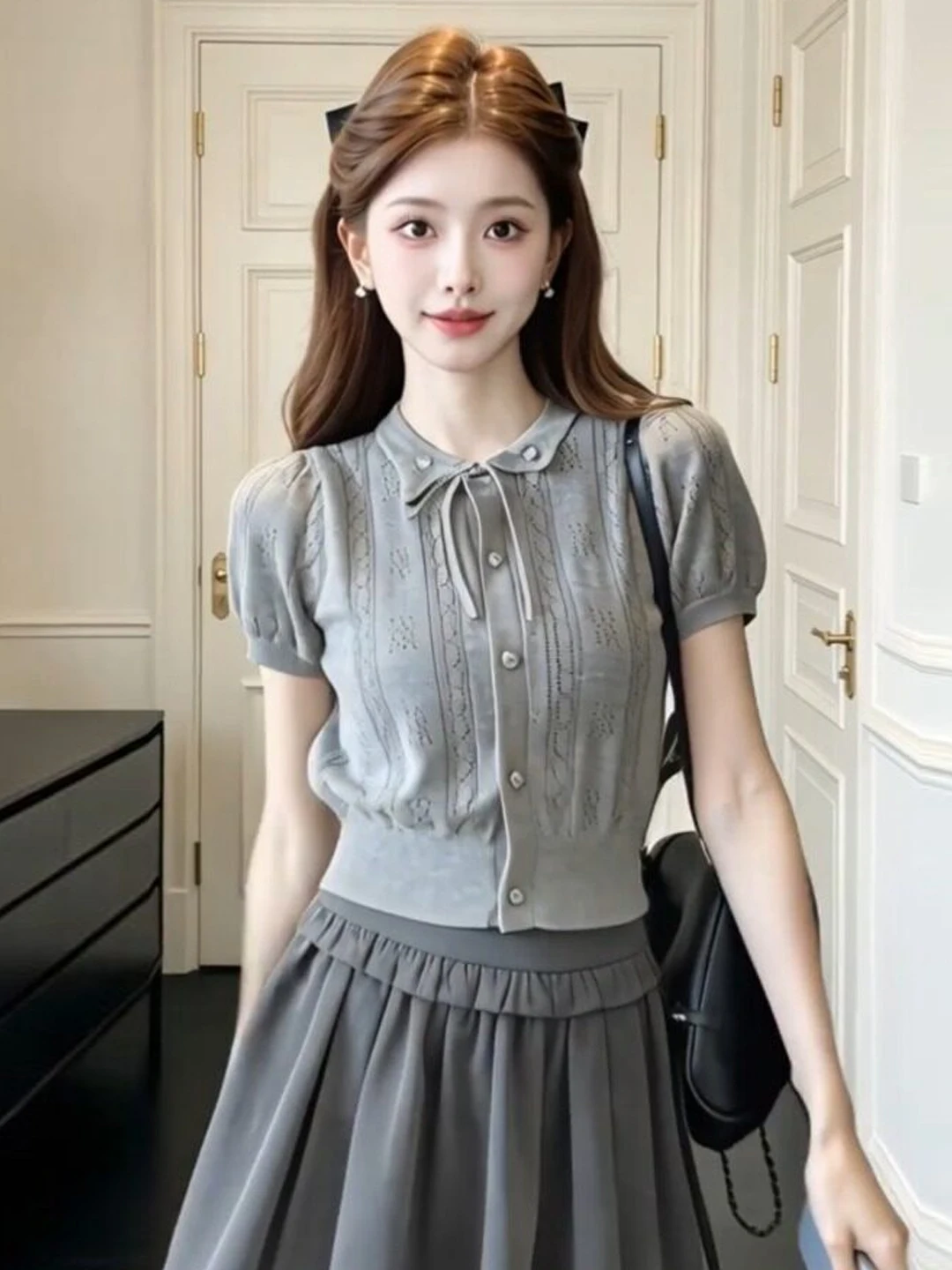 Gray Knitted Knot Top Women's Summer New Sweet Waist Shaping Slim Short Versatile Shirt Trendy City Walk Bamboo Fiber
Gray Knitted Knot Top Women's Summer New Sweet Waist Shaping Slim Short Versatile Shirt Trendy City Walk Bamboo Fiber