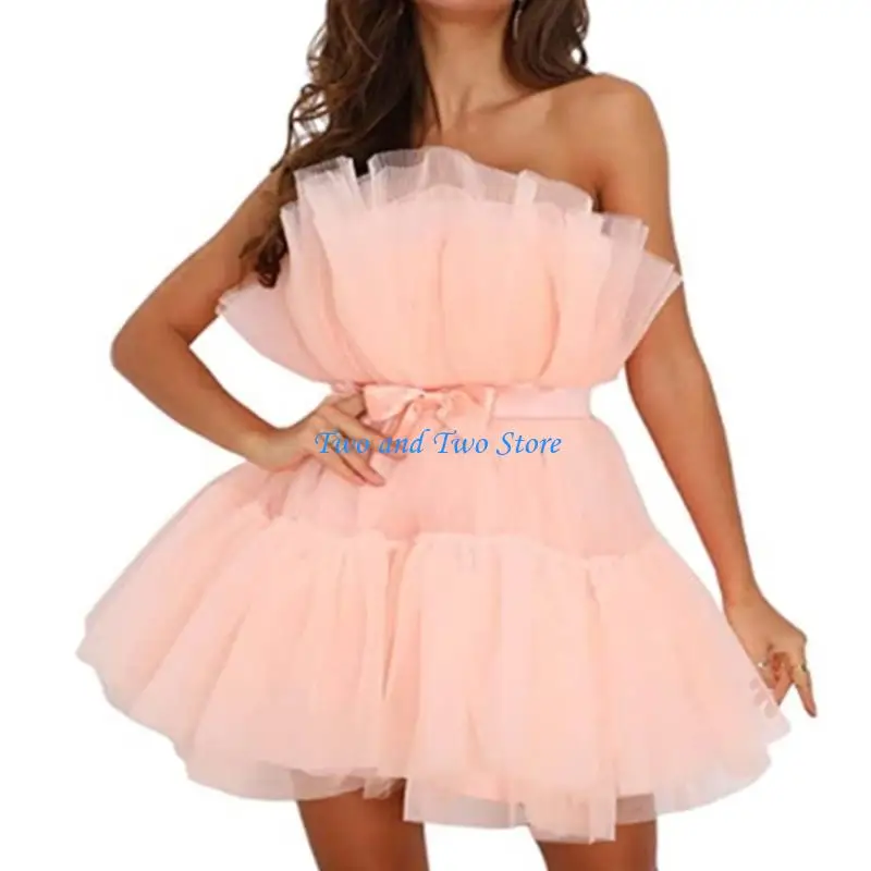 HX6F Delicate Mesh Strapless Evening Dress Bowknot Detail Wedding Bustier Dress
HX6F Delicate Mesh Strapless Evening Dress Bowknot Detail Wedding Bustier Dress