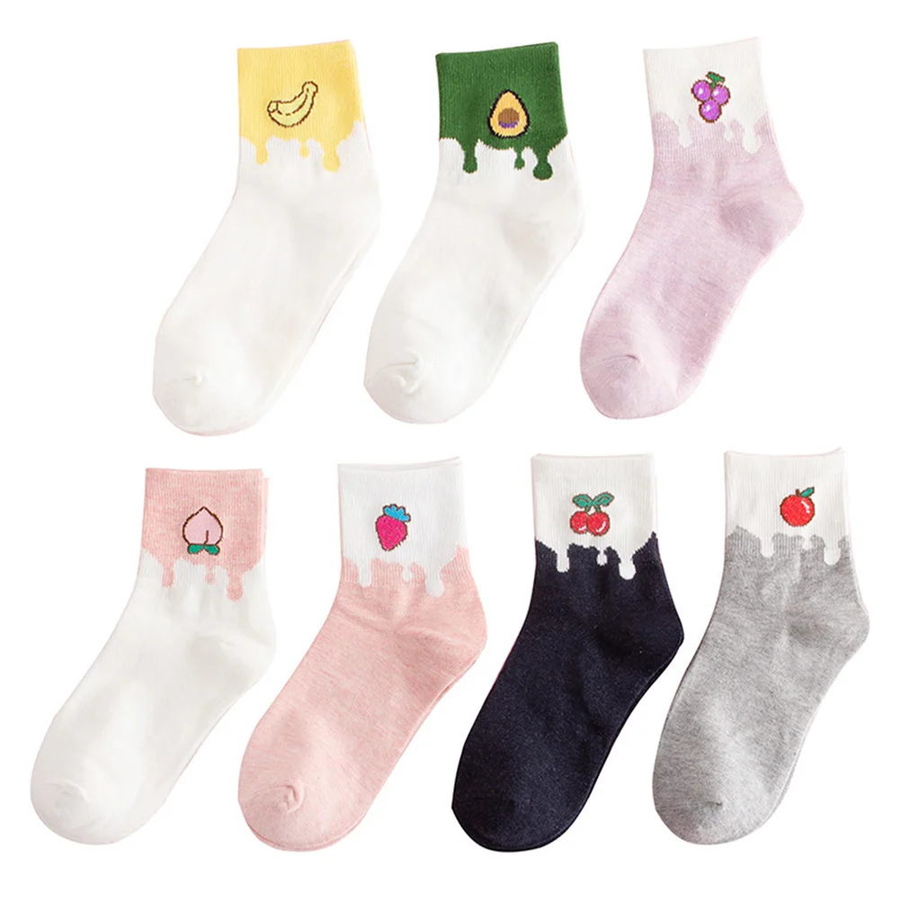 7 Pairs Women Mid Tube Socks Soft Cotton Daily Wear Activities Fruit Printing Elastic Durable Warm Casual School Party
7 Pairs Women Mid Tube Socks Soft Cotton Daily Wear Activities Fruit Printing Elastic Durable Warm Casual School Party
