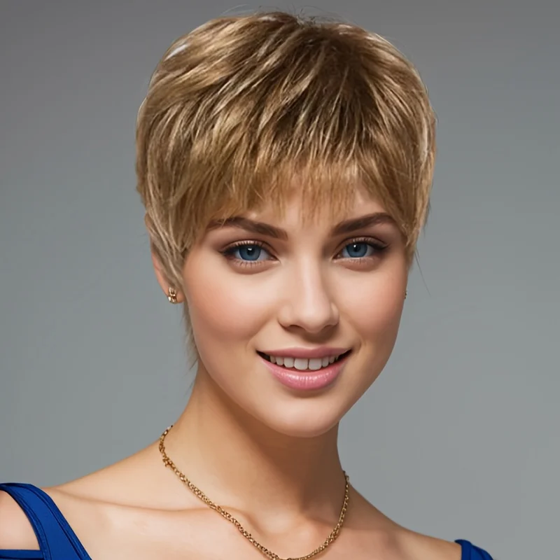 Elegant, fluffy, fashionable silver-gray synthetic wig with bangs, top-of-the-head scalp medium-length hair wig, perfect summer
Elegant, fluffy, fashionable silver-gray synthetic wig with bangs, top-of-the-head scalp medium-length hair wig, perfect summer