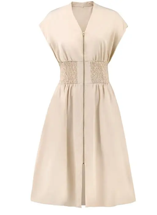 Sexy Elegant V-Neck Pleated Zipper-Front Dress for Women's Summer 2025 Temperament Commuting Female Fashion A-Line Dresses
Sexy Elegant V-Neck Pleated Zipper-Front Dress for Women's Summer 2025 Temperament Commuting Female Fashion A-Line Dresses