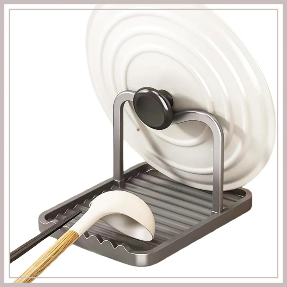 Anti-Rust Metal Spoon Rest with Lid Holder, Heat-Resistant Pot Lid Rest, Multifunctional Spatula Holder for Stovetop and Kitchen Counter - Grey
Anti-Rust Metal Spoon Rest with Lid Holder, Heat-Resistant Pot Lid Rest, Multifunctional Spatula Holder for Stovetop and Kitchen Counter - Grey