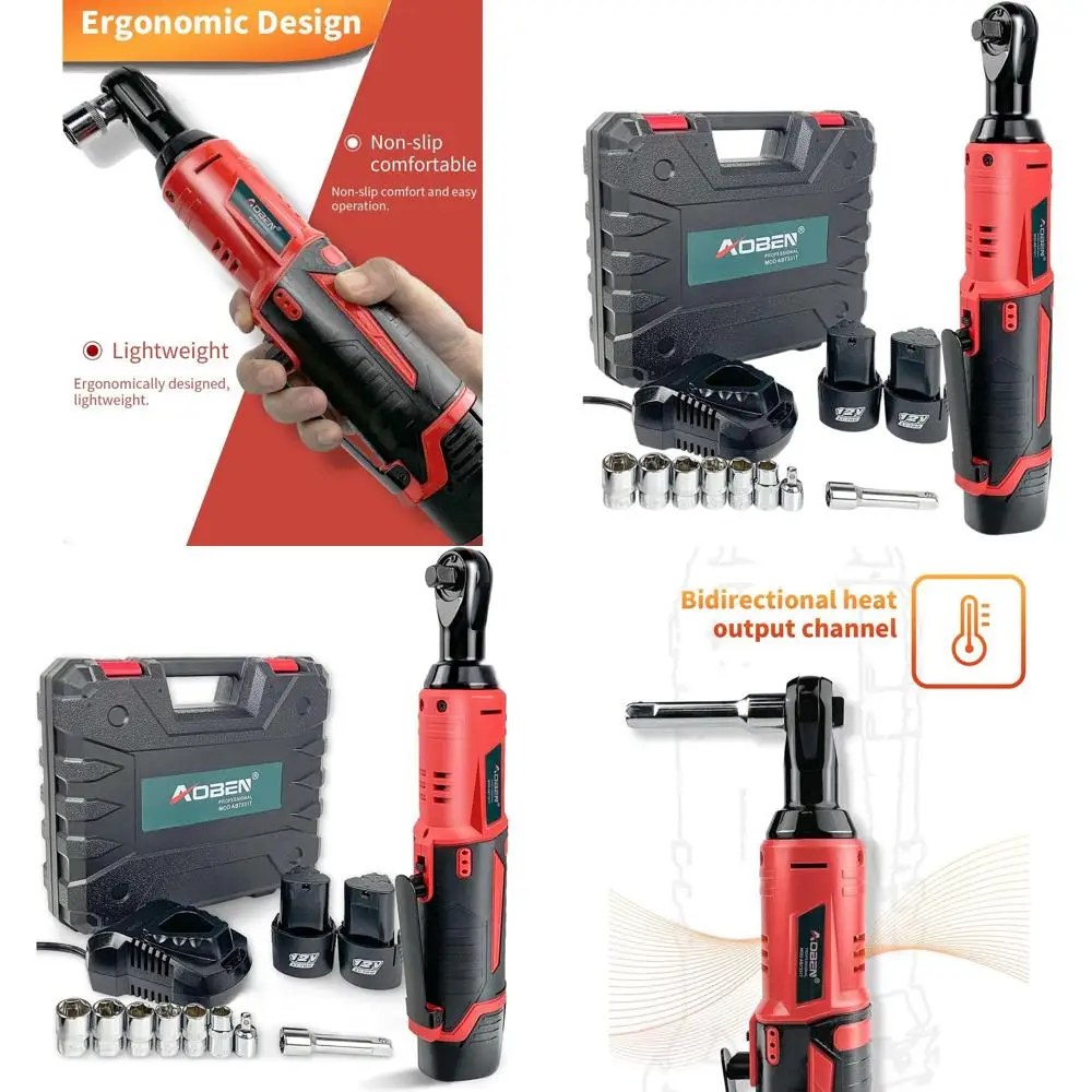 12V 3/8 Cordless Ratchet Set with 2x2000mAh Li-Ion Batteries and Charger
12V 3/8 Cordless Ratchet Set with 2x2000mAh Li-Ion Batteries and Charger