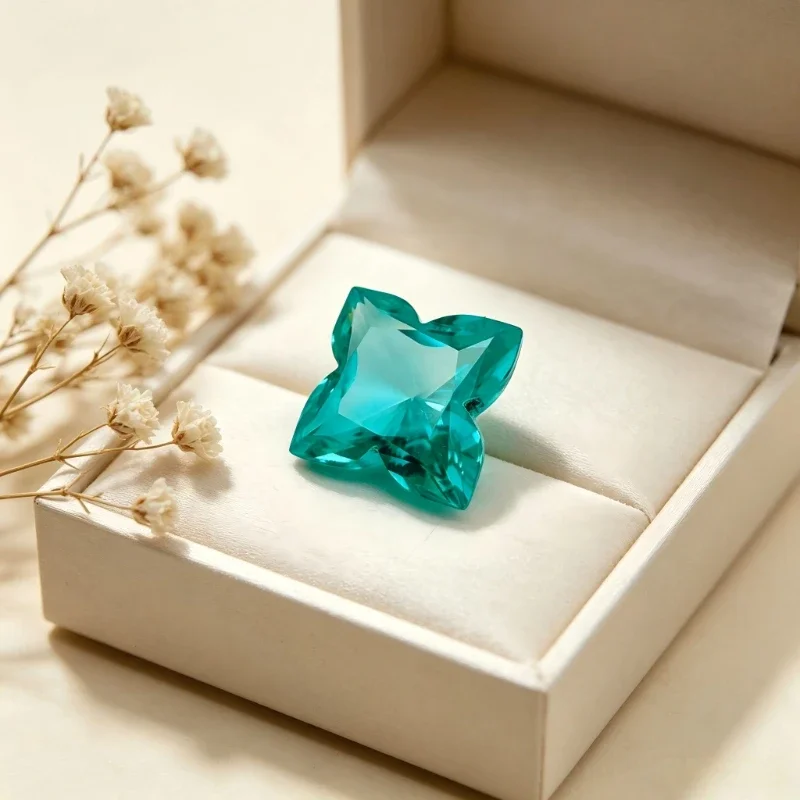 Paraiba Plum Blossom Shape Artificial Gemstone Neon Blue Color Available Certificate DIY Jewelry
Paraiba Plum Blossom Shape Artificial Gemstone Neon Blue Color Available Certificate DIY Jewelry