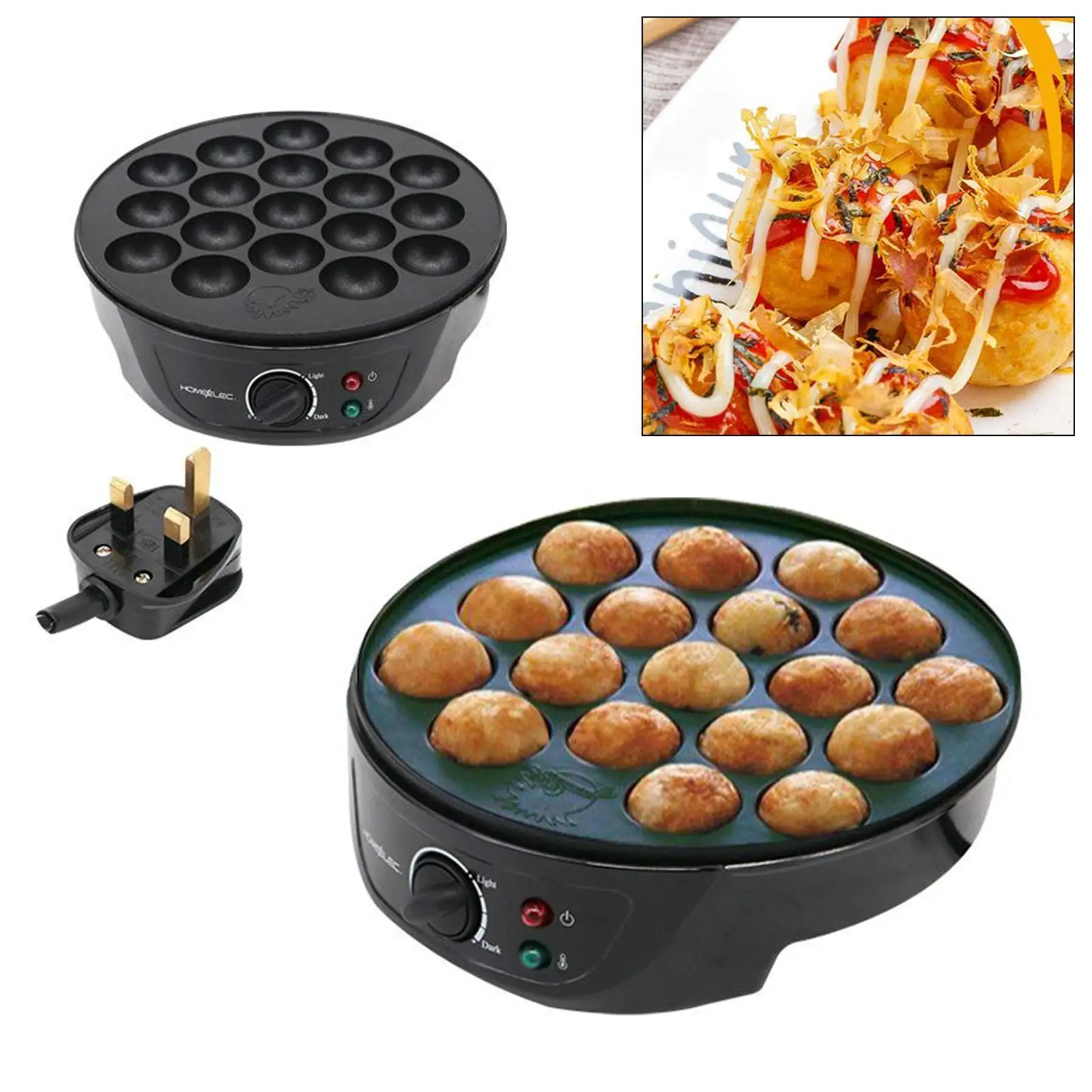 Non Stick Electric Takoyaki Maker Cast Aluminum Grill Pan 18 Molds for Japanese Meat Ball Cooking
Non Stick Electric Takoyaki Maker Cast Aluminum Grill Pan 18 Molds for Japanese Meat Ball Cooking