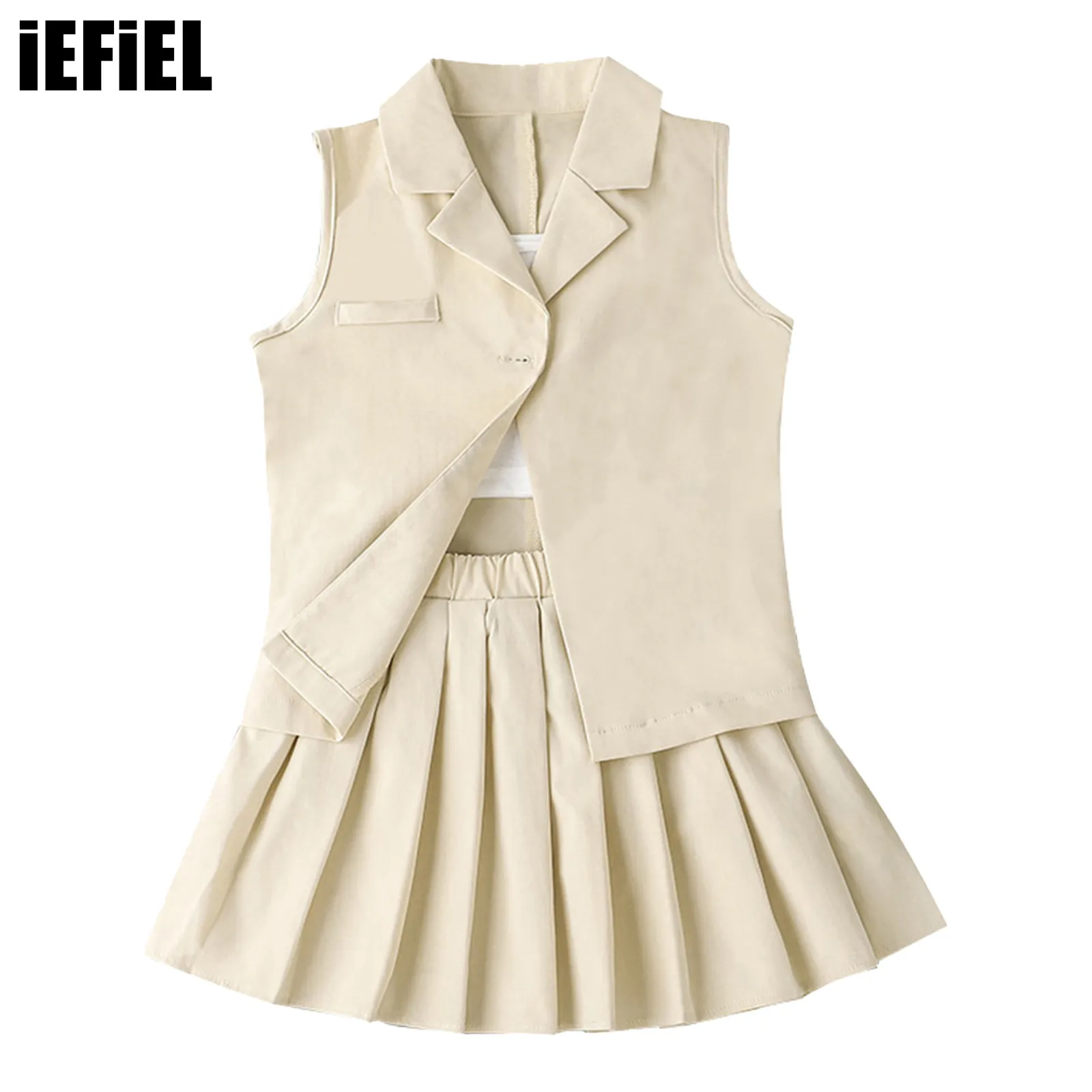Kids Girls Formal Party Wedding Outfits Lapel Sleeveless Jacket Suit Vest Pleated Skirt Spaghetti Straps Camisole
Kids Girls Formal Party Wedding Outfits Lapel Sleeveless Jacket Suit Vest Pleated Skirt Spaghetti Straps Camisole