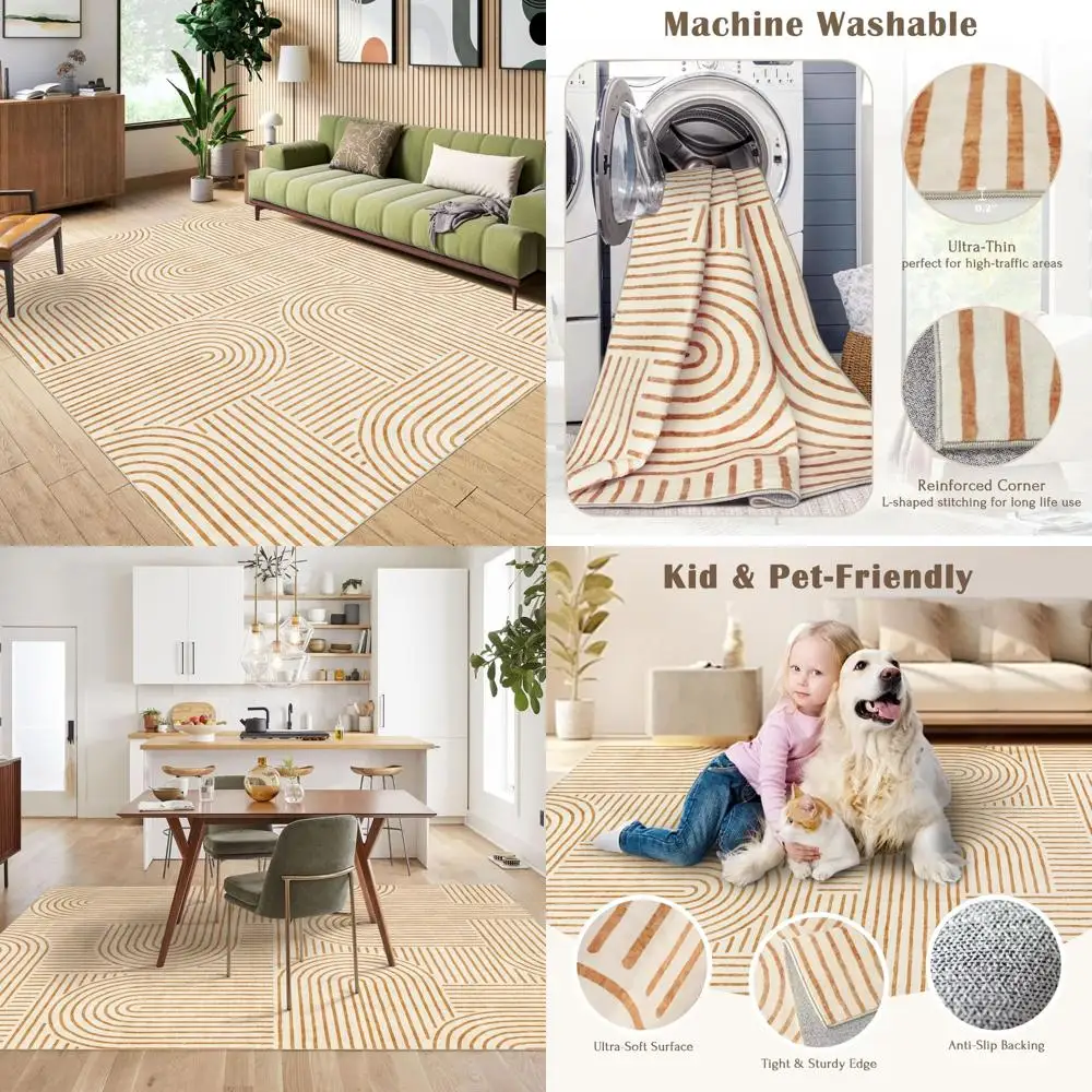 Large 8x10 Orange Boho Area Rug - Soft Abstract Living Room Carpet, Ultra-Thin Modern Rainbow Design
Large 8x10 Orange Boho Area Rug - Soft Abstract Living Room Carpet, Ultra-Thin Modern Rainbow Design