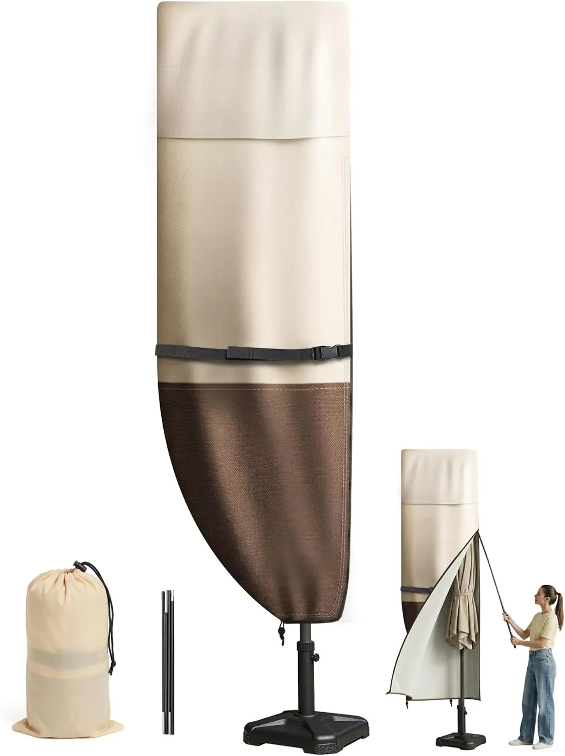 Patio Umbrella Cover for Double-Sided Umbrella 13-15 Feet, 600D Oxford Outdoor Umbrella Cover with Support Pole and Storage Bag
Patio Umbrella Cover for Double-Sided Umbrella 13-15 Feet, 600D Oxford Outdoor Umbrella Cover with Support Pole and Storage Bag