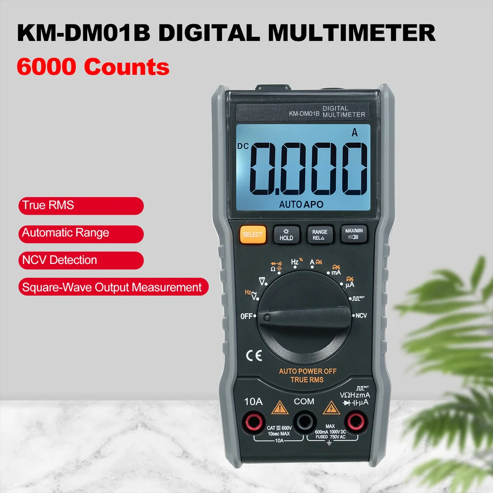 KM-DM01B Digital Multimeter 6000 Count with Large LCD Display True RMS AC/DC Voltage Current Resistance Capacitance Frequency Di
KM-DM01B Digital Multimeter 6000 Count with Large LCD Display True RMS AC/DC Voltage Current Resistance Capacitance Frequency Di
