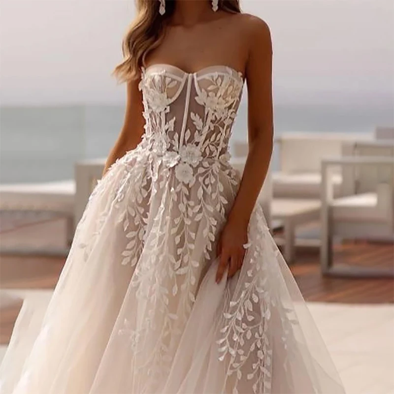 Charming Wedding Dresses Scoop Strapless Perspective sensation Appliques Bridal Gown For Women Custom Made For Women Customized
Charming Wedding Dresses Scoop Strapless Perspective sensation Appliques Bridal Gown For Women Custom Made For Women Customized
