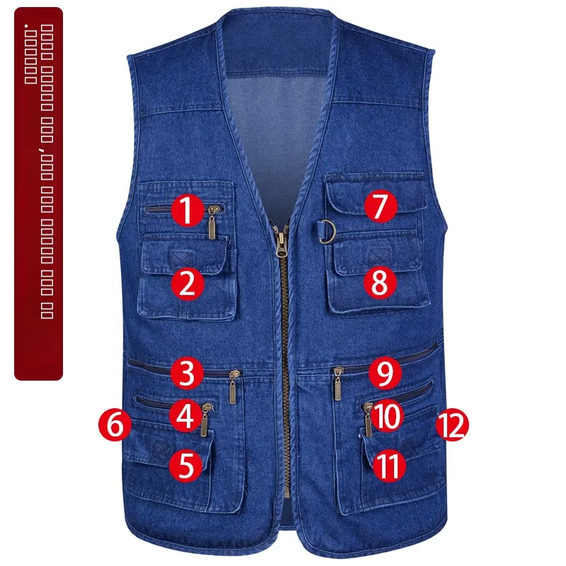 Men's Denim Fishing Vest Spring Autumn Large Size Cotton Outdoor Casual Fashion V-Neck Zipper Pocket Design Business Leisure
Men's Denim Fishing Vest Spring Autumn Large Size Cotton Outdoor Casual Fashion V-Neck Zipper Pocket Design Business Leisure