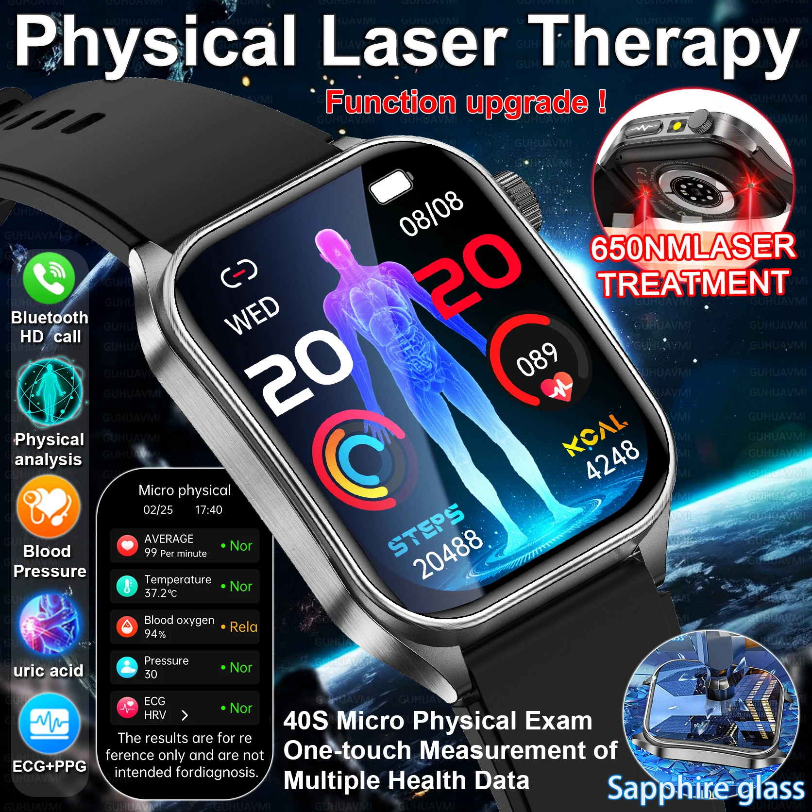 2025 New Physical Laser Therapy Physical analysis ECG+PPG Smart Watch BP Blood Lipid Uric Acid Health Monitor HD call Men watch
2025 New Physical Laser Therapy Physical analysis ECG+PPG Smart Watch BP Blood Lipid Uric Acid Health Monitor HD call Men watch